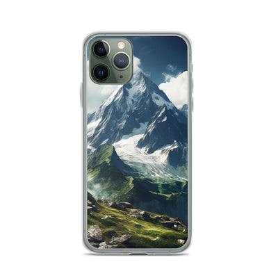 Gigantischer Berg - Landschaftsmalerei - iPhone Schutzhülle (durchsichtig) berge xxx iPhone 11 Pro