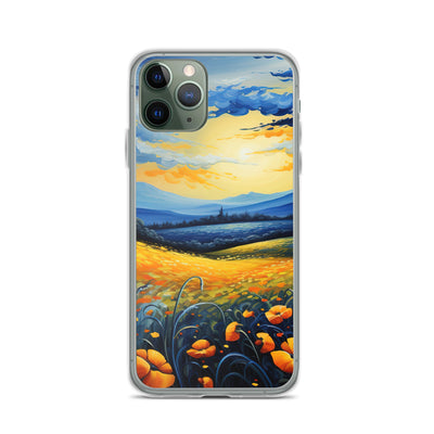 Berglandschaft mit schönen gelben Blumen - Landschaftsmalerei - iPhone Schutzhülle (durchsichtig) berge xxx iPhone 11 Pro