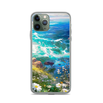 Berge, Blumen, Fluss und Steine - Malerei - iPhone Schutzhülle (durchsichtig) camping xxx iPhone 11 Pro