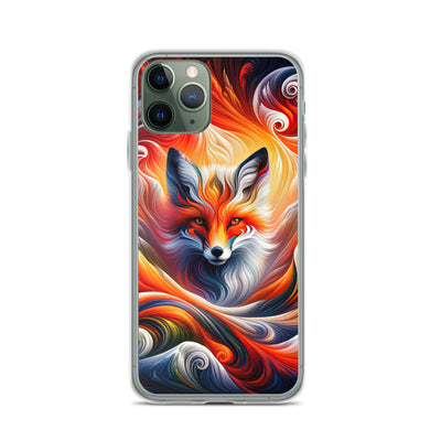 Abstraktes Kunstwerk, das den Geist der Alpen verkörpert. Leuchtender Fuchs in den Farben Orange, Rot, Weiß - iPhone Schutzhülle (durchsichtig) camping xxx yyy zzz iPhone 11 Pro