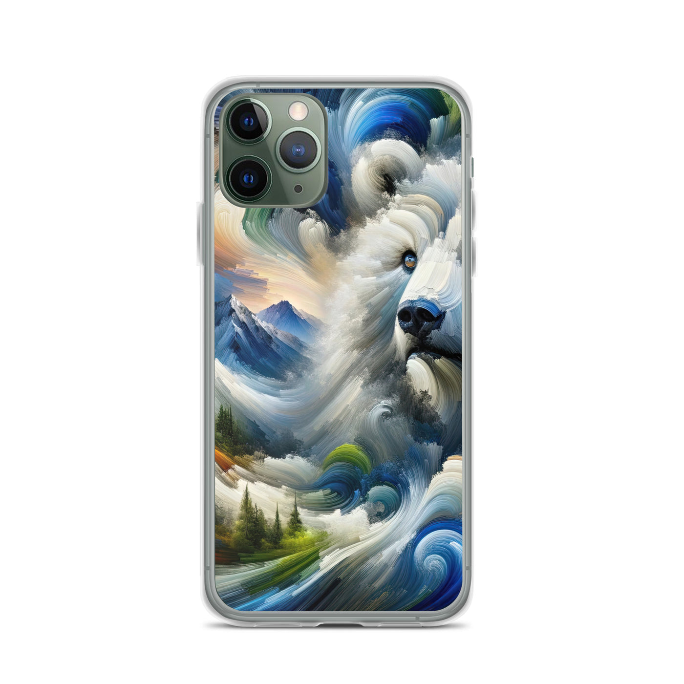 Abstrakte Alpen & Eisbär Kunst in dynamischen Farben - iPhone Schutzhülle (durchsichtig) camping xxx yyy zzz iPhone 11 Pro