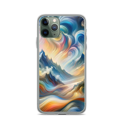 Ätherische schöne Alpen in lebendigen Farbwirbeln - Abstrakte Berge - iPhone Schutzhülle (durchsichtig) berge xxx yyy zzz iPhone 11 Pro