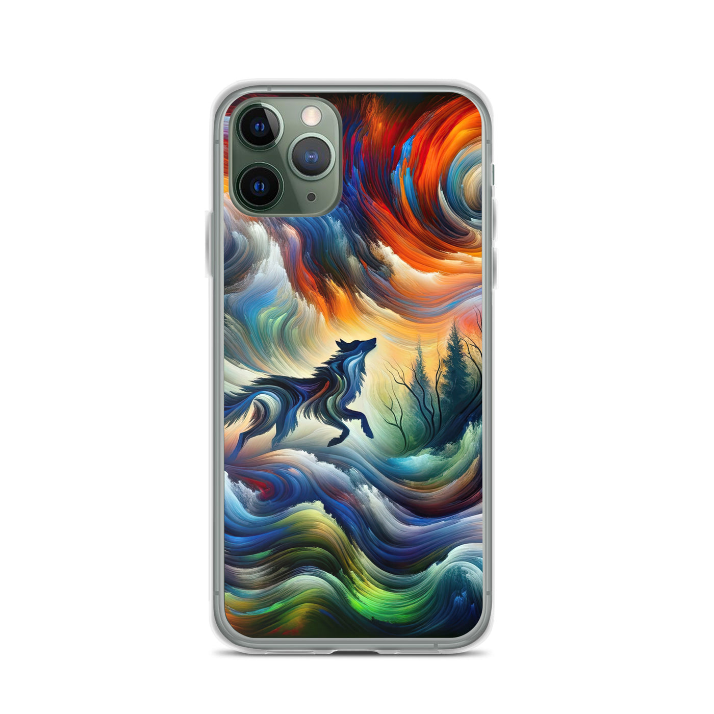 Alpen Abstraktgemälde mit Wolf Silhouette in lebhaften Farben (AN) - iPhone Schutzhülle (durchsichtig) xxx yyy zzz iPhone 11 Pro