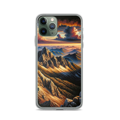 Alpen in Abenddämmerung: Acrylgemälde mit beleuchteten Berggipfeln - iPhone Schutzhülle (durchsichtig) berge xxx yyy zzz iPhone 11 Pro
