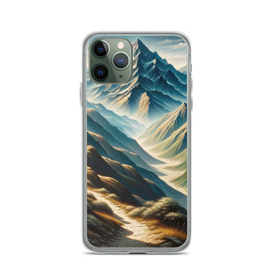 Berglandschaft: Acrylgemälde mit hervorgehobenem Pfad - iPhone Schutzhülle (durchsichtig) berge xxx yyy zzz iPhone 11 Pro