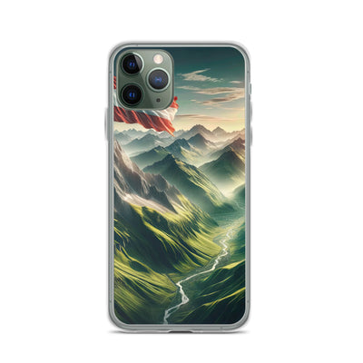 Alpen Gebirge: Fotorealistische Bergfläche mit Österreichischer Flagge - iPhone Schutzhülle (durchsichtig) berge xxx yyy zzz iPhone 11 Pro
