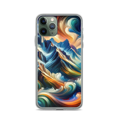 Abstrakte Kunst der Alpen mit lebendigen Farben und wirbelnden Mustern, majestätischen Gipfel und Täler - iPhone Schutzhülle (durchsichtig) berge xxx yyy zzz iPhone 11 Pro