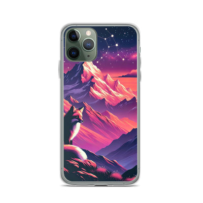 Fuchs im dramatischen Sonnenuntergang: Digitale Bergillustration in Abendfarben - iPhone Schutzhülle (durchsichtig) camping xxx yyy zzz iPhone 11 Pro