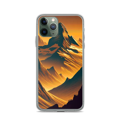 Fuchs in Alpen-Sonnenuntergang, goldene Berge und tiefe Täler - iPhone Schutzhülle (durchsichtig) camping xxx yyy zzz iPhone 11 Pro