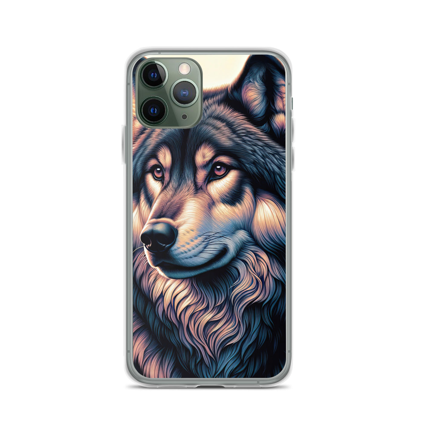 Majestätischer, glänzender Wolf in leuchtender Illustration (AN) - iPhone Schutzhülle (durchsichtig) xxx yyy zzz iPhone 11 Pro
