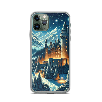 Mondhelle Schlossnacht in den Alpen, sternenklarer Himmel - iPhone Schutzhülle (durchsichtig) berge xxx yyy zzz iPhone 11 Pro
