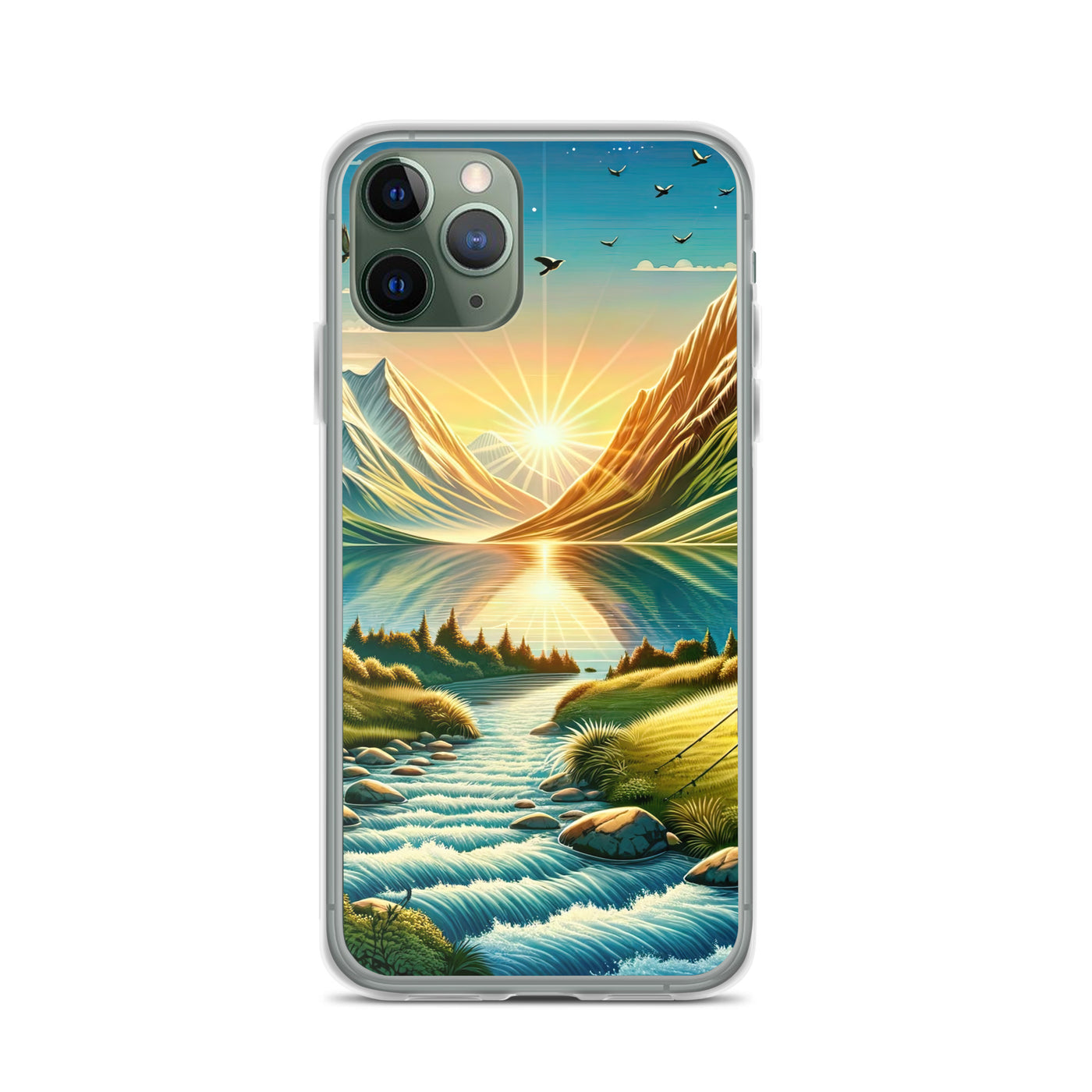Zelt im Alpenmorgen mit goldenem Licht, Schneebergen und unberührten Seen - iPhone Schutzhülle (durchsichtig) berge xxx yyy zzz iPhone 11 Pro