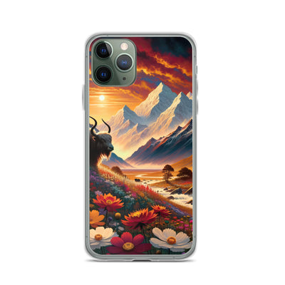 Magischer Alpenabend mit Hochlandkuh und goldener Sonnenkulisse - iPhone Schutzhülle (durchsichtig) berge xxx yyy zzz iPhone 11 Pro