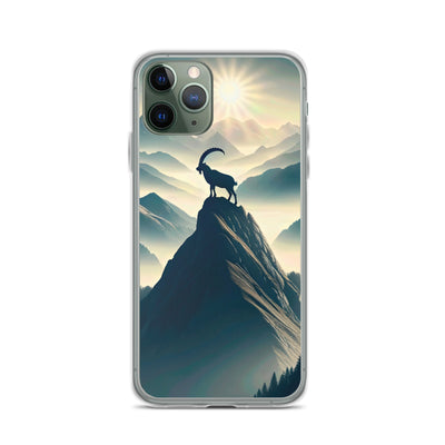 Morgendlicher Steinbock auf Alpengipfel, steile Berghänge - iPhone Schutzhülle (durchsichtig) berge xxx yyy zzz iPhone 11 Pro