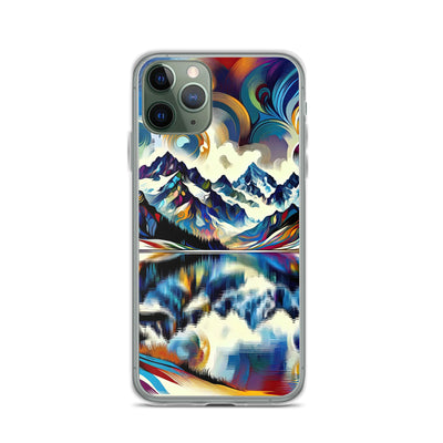 Alpensee im Zentrum eines abstrakt-expressionistischen Alpen-Kunstwerks - iPhone Schutzhülle (durchsichtig) berge xxx yyy zzz iPhone 11 Pro
