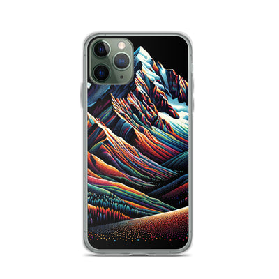 Pointillistische Darstellung der Alpen, Farbpunkte formen die Landschaft - iPhone Schutzhülle (durchsichtig) berge xxx yyy zzz iPhone 11 Pro