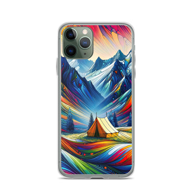 Surreale Alpen in abstrakten Farben, dynamische Formen der Landschaft - iPhone Schutzhülle (durchsichtig) camping xxx yyy zzz iPhone 11 Pro