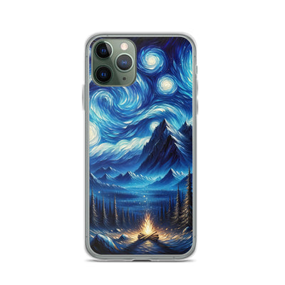 Sternennacht-Stil Ölgemälde der Alpen, himmlische Wirbelmuster - iPhone Schutzhülle (durchsichtig) berge xxx yyy zzz iPhone 11 Pro