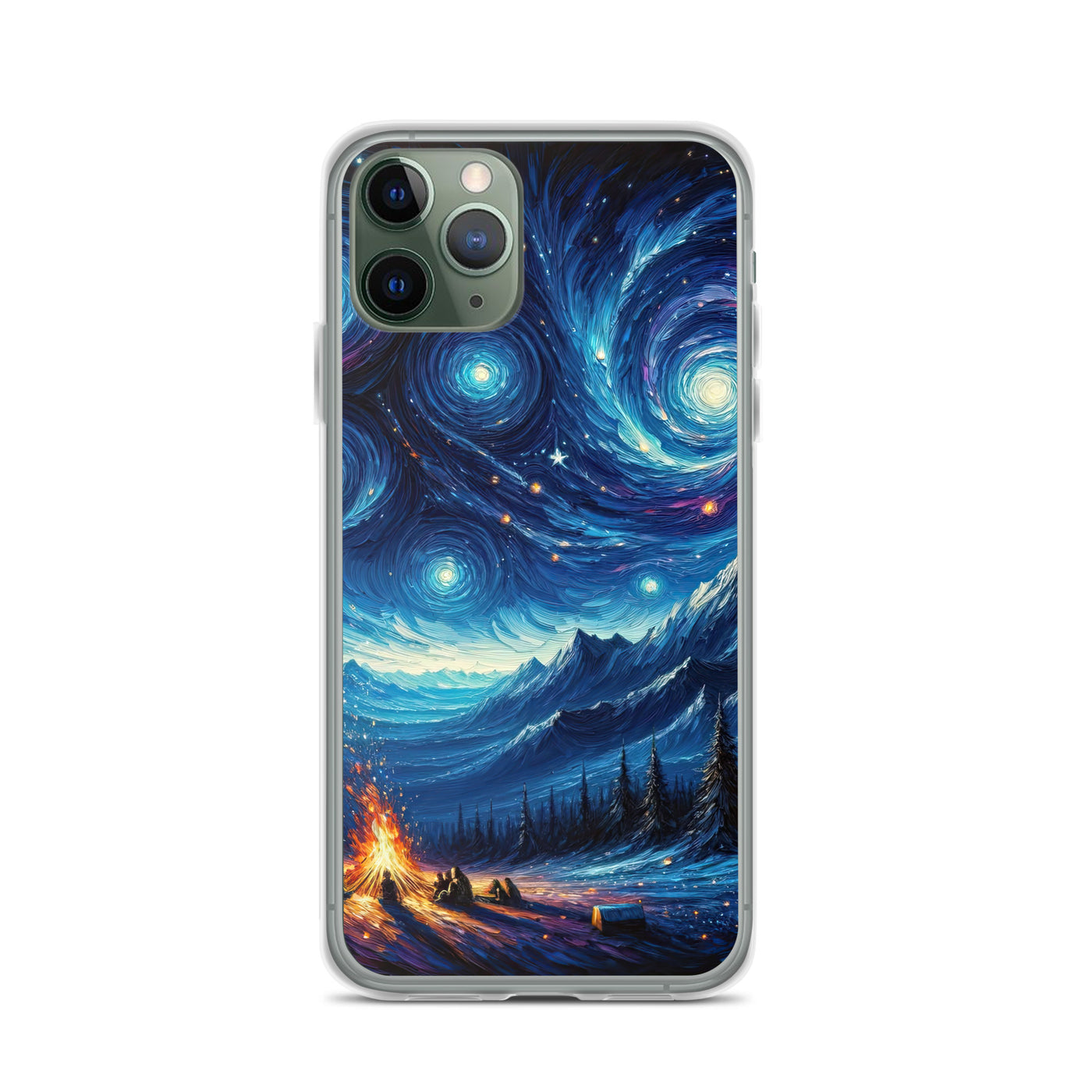 Sternennacht über den Alpen inspiriertes Ölgemälde, mystischer Nachthimmel in Blau - iPhone Schutzhülle (durchsichtig) camping xxx yyy zzz iPhone 11 Pro
