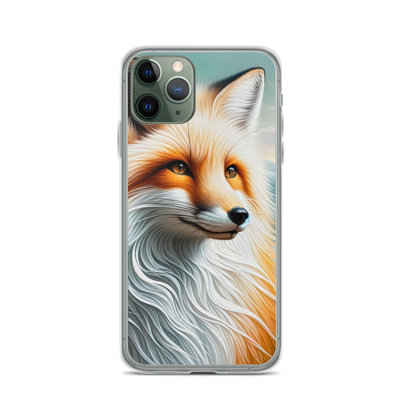 Ölgemälde eines anmutigen, intelligent blickenden Fuchses in Orange-Weiß - iPhone Schutzhülle (durchsichtig) camping xxx yyy zzz iPhone 11 Pro