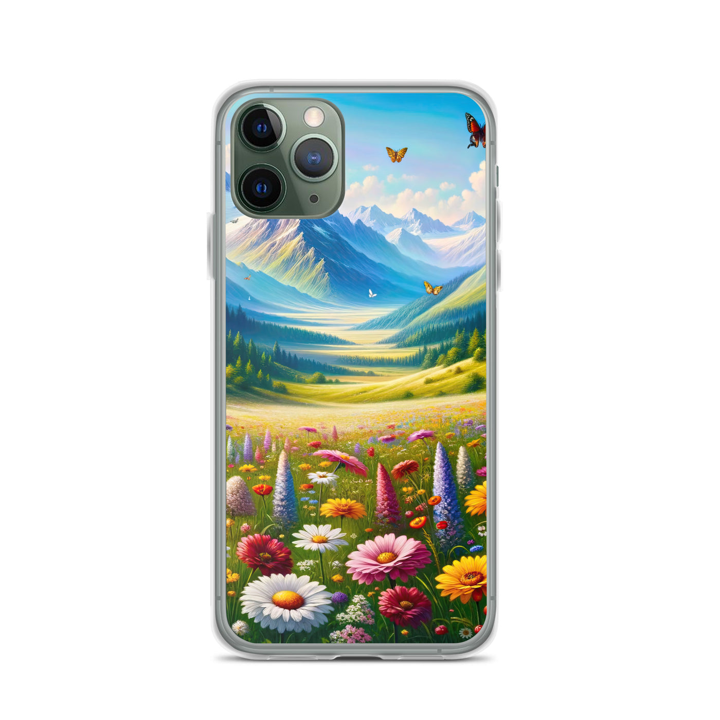 Ölgemälde einer ruhigen Almwiese, Oase mit bunter Wildblumenpracht - iPhone Schutzhülle (durchsichtig) camping xxx yyy zzz iPhone 11 Pro