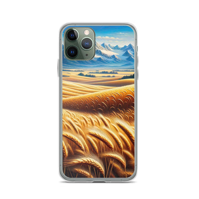 Ölgemälde eines weiten bayerischen Weizenfeldes, golden im Wind (TR) - iPhone Schutzhülle (durchsichtig) xxx yyy zzz iPhone 11 Pro