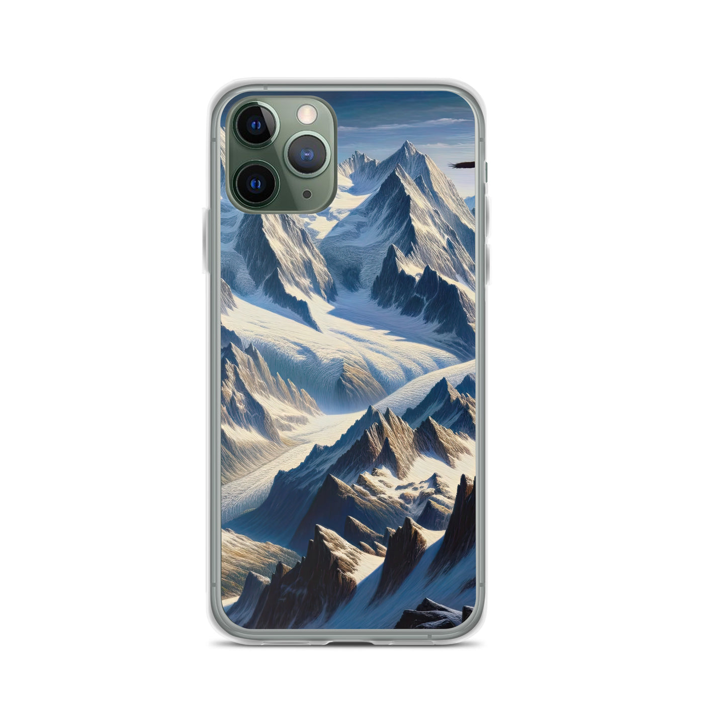 Ölgemälde der Alpen mit hervorgehobenen zerklüfteten Geländen im Licht und Schatten - iPhone Schutzhülle (durchsichtig) berge xxx yyy zzz iPhone 11 Pro