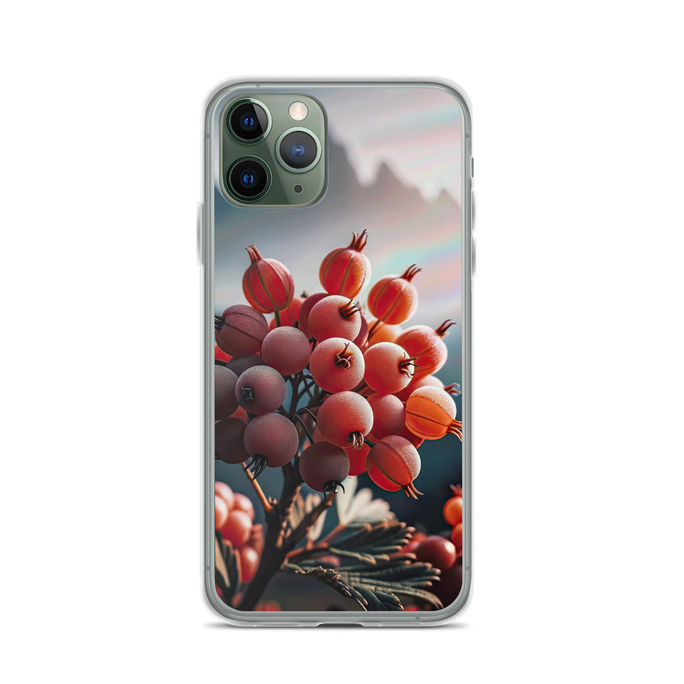 Foto einer Gruppe von Alpenbeeren mit kräftigen Farben und detaillierten Texturen - iPhone Schutzhülle (durchsichtig) berge xxx yyy zzz iPhone 11 Pro