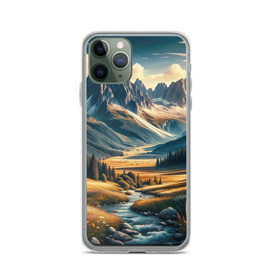 Quadratisches Kunstwerk der Alpen, majestätische Berge unter goldener Sonne - iPhone Schutzhülle (durchsichtig) berge xxx yyy zzz iPhone 11 Pro