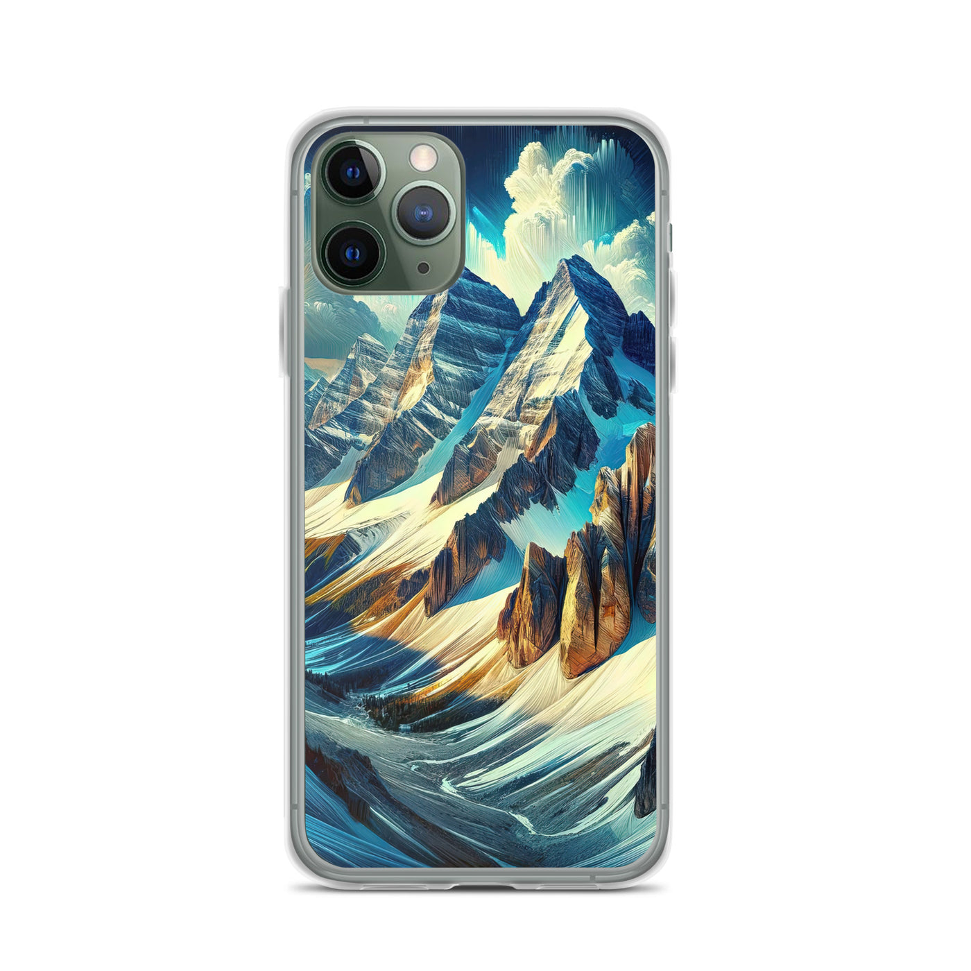 Majestätische Alpen in zufällig ausgewähltem Kunststil - iPhone Schutzhülle (durchsichtig) berge xxx yyy zzz iPhone 11 Pro
