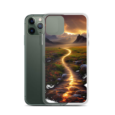Landschaft mit wilder Atmosphäre - Malerei - iPhone Schutzhülle (durchsichtig) berge xxx
