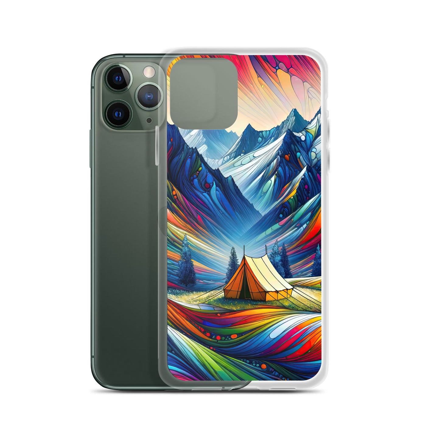 Surreale Alpen in abstrakten Farben, dynamische Formen der Landschaft - iPhone Schutzhülle (durchsichtig) camping xxx yyy zzz