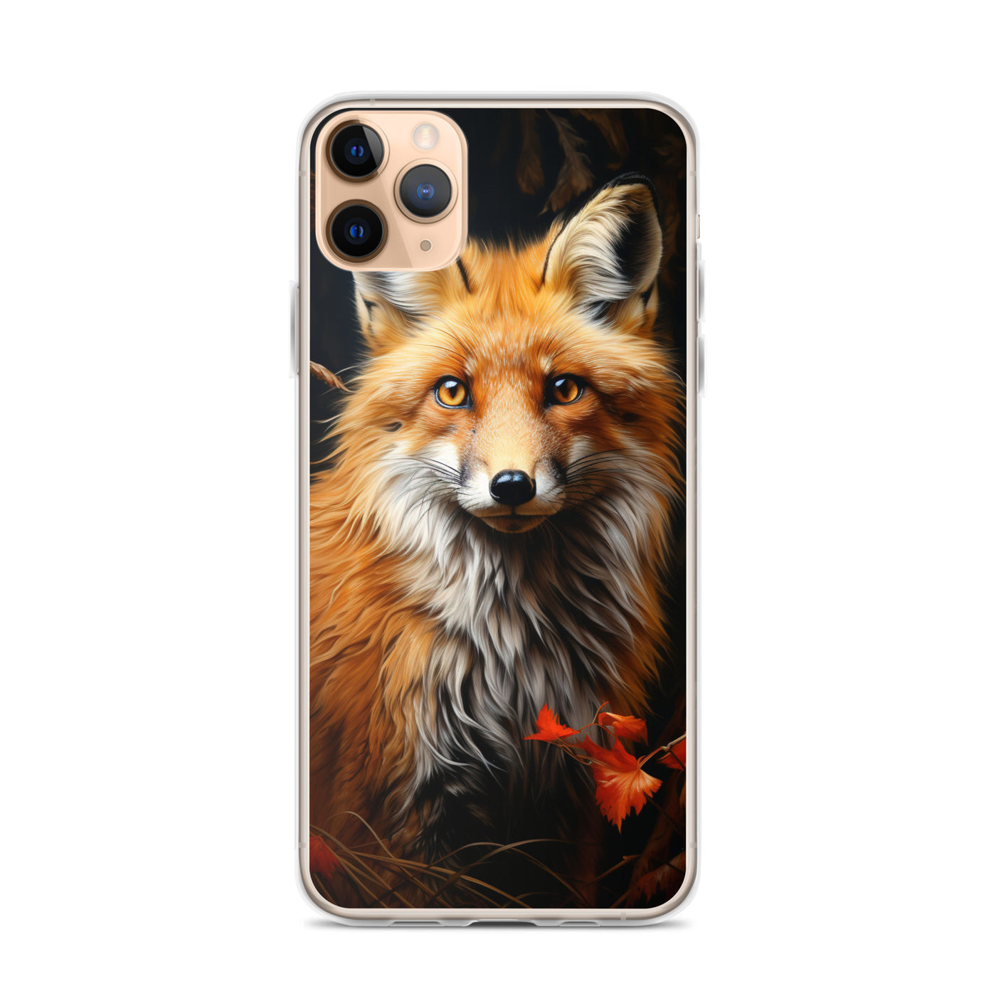 Fuchs Porträt und Herbstblätter - Malerei - iPhone Schutzhülle (durchsichtig) camping xxx iPhone 11 Pro Max