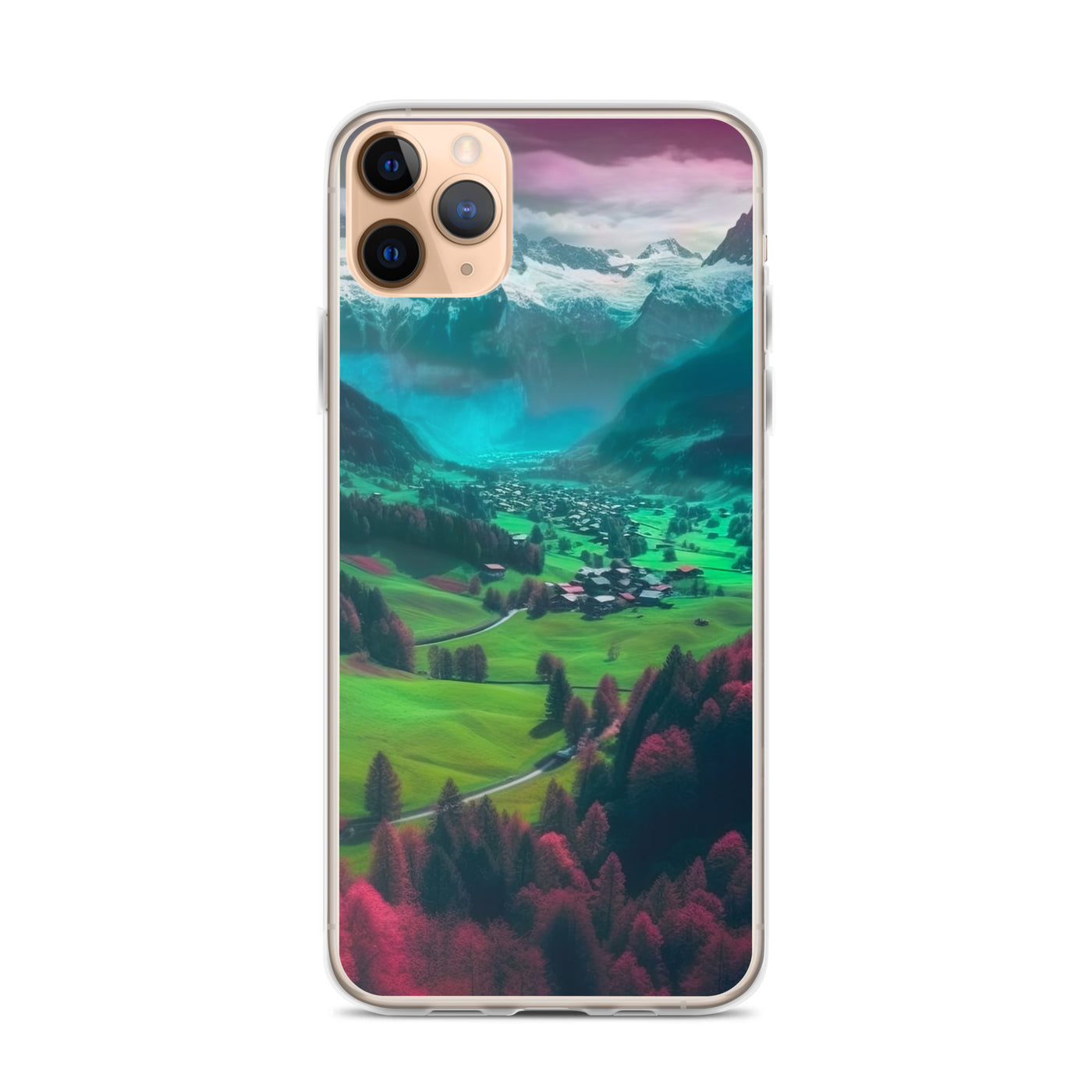 Berglandschaft und Dorf - Fotorealistische Malerei - iPhone Schutzhülle (durchsichtig) berge xxx iPhone 11 Pro Max