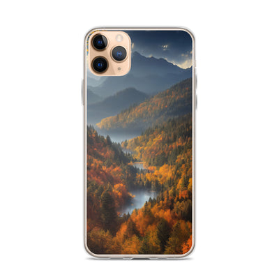 Berge, Wald und Nebel - Malerei - iPhone Schutzhülle (durchsichtig) berge xxx iPhone 11 Pro Max