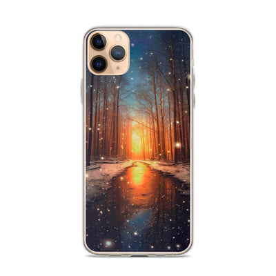 Bäume im Winter, Schnee, Sonnenaufgang und Fluss - iPhone Schutzhülle (durchsichtig) camping xxx iPhone 11 Pro Max