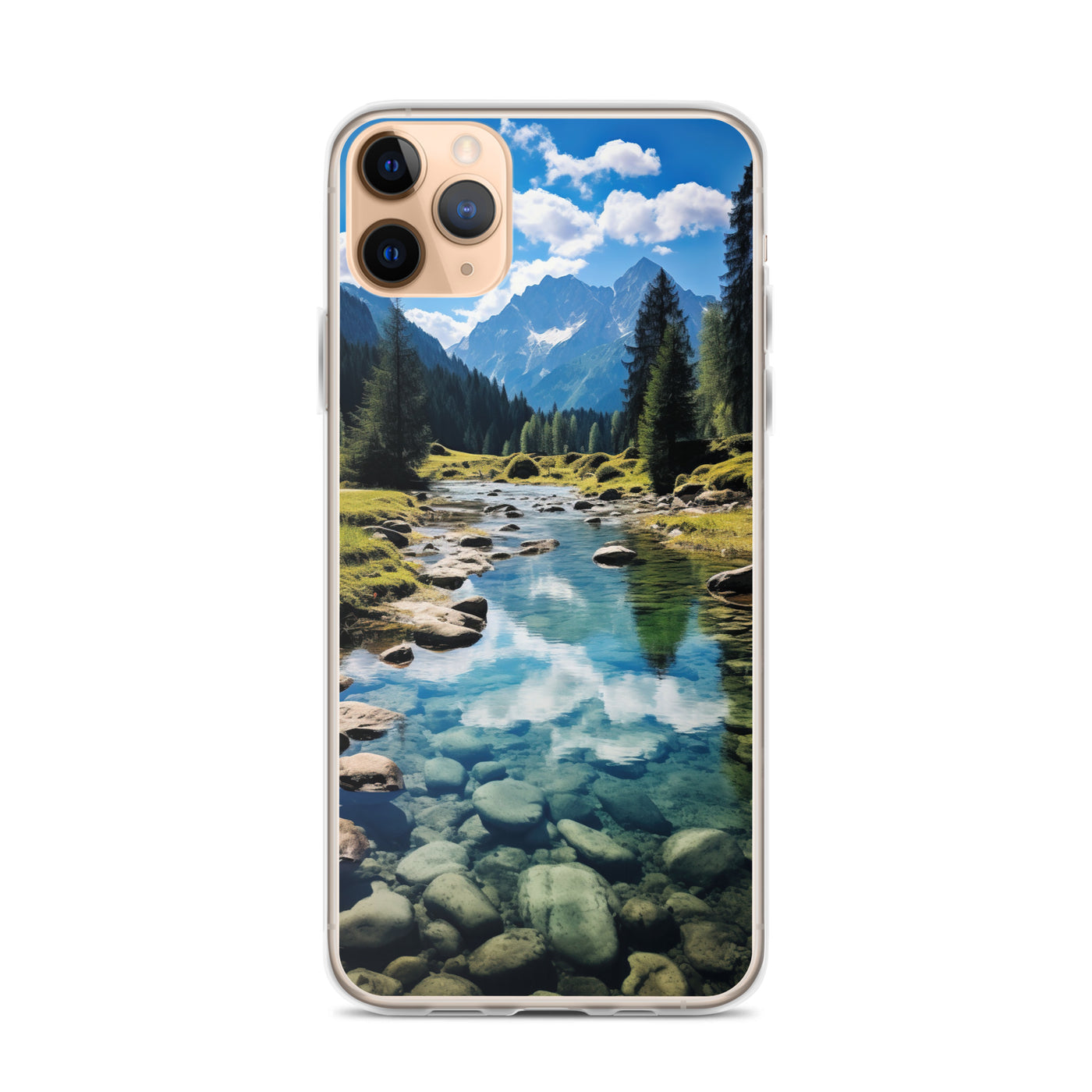 Österreichische Alpen und steiniger Bach - iPhone Schutzhülle (durchsichtig) berge xxx iPhone 11 Pro Max