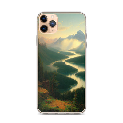 Landschaft mit Bergen, See und viel grüne Natur - Malerei - iPhone Schutzhülle (durchsichtig) berge xxx iPhone 11 Pro Max