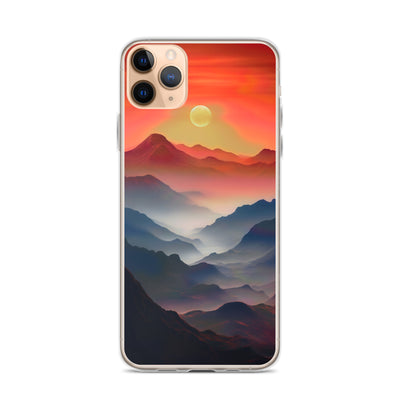 Sonnteruntergang, Gebirge und Nebel - Landschaftsmalerei - iPhone Schutzhülle (durchsichtig) berge xxx iPhone 11 Pro Max