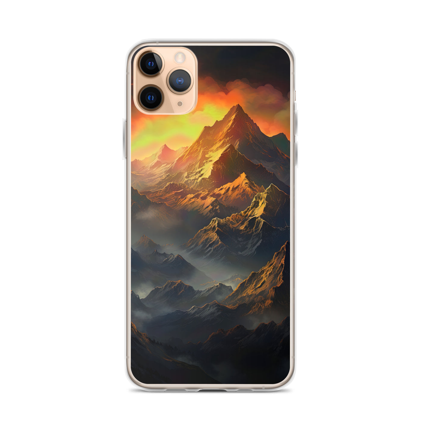 Wunderschöne Himalaya Gebirge im Nebel und Sonnenuntergang - Malerei - iPhone Schutzhülle (durchsichtig) berge xxx iPhone 11 Pro Max