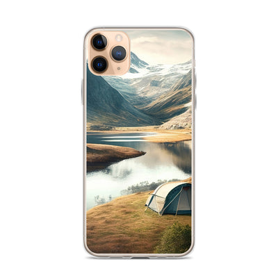 Zelt, Berge und Bergsee - iPhone Schutzhülle (durchsichtig) camping xxx iPhone 11 Pro Max