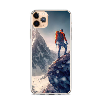 Bergsteiger auf Berg - Epische Malerei - iPhone Schutzhülle (durchsichtig) klettern xxx iPhone 11 Pro Max