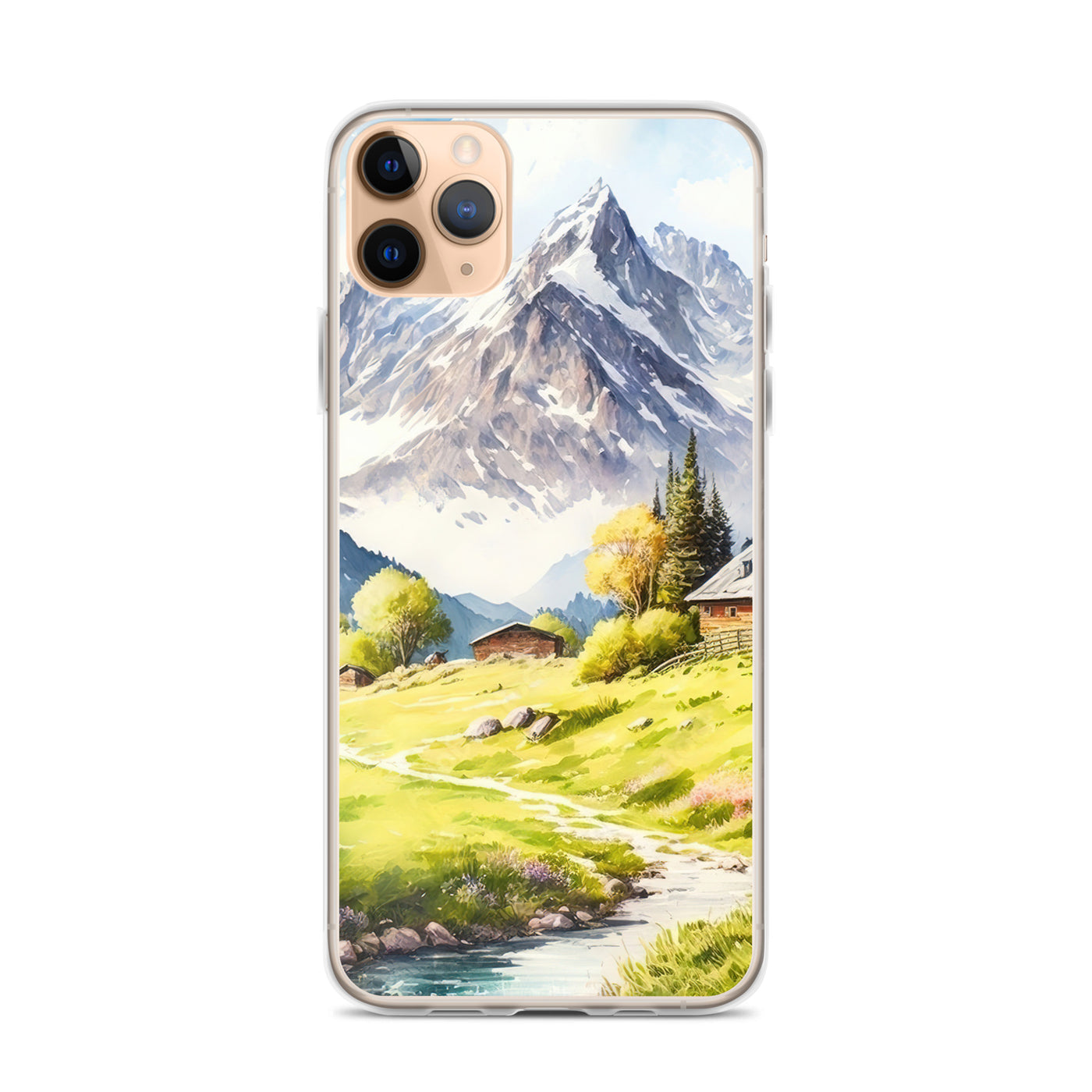 Epische Berge und Berghütte - Landschaftsmalerei - iPhone Schutzhülle (durchsichtig) berge xxx iPhone 11 Pro Max