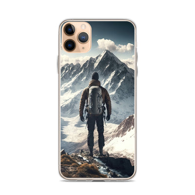 Wanderer auf Berg von hinten - Malerei - iPhone Schutzhülle (durchsichtig) berge xxx iPhone 11 Pro Max