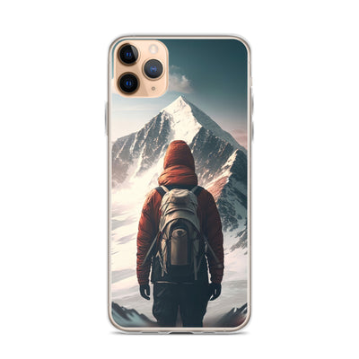 Wanderer von hinten vor einem Berg - Malerei - iPhone Schutzhülle (durchsichtig) berge xxx iPhone 11 Pro Max