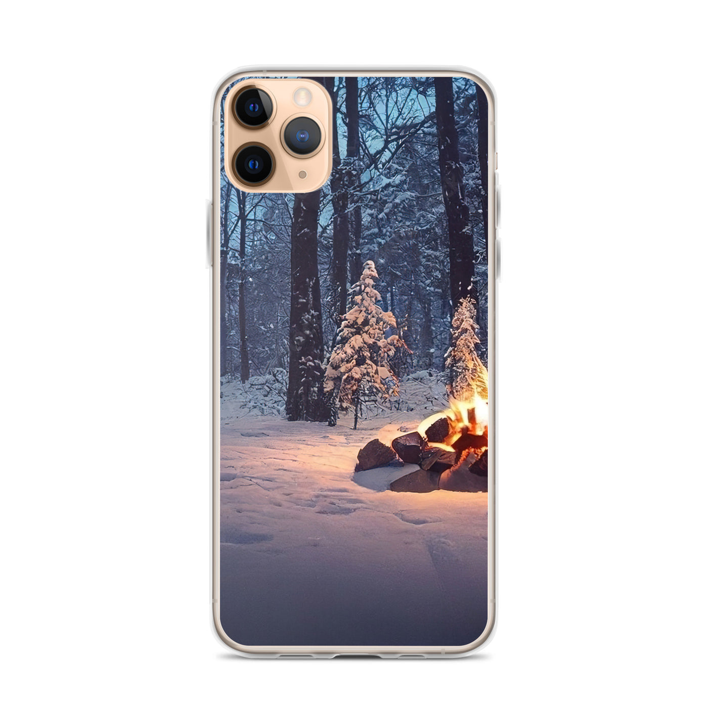 Lagerfeuer im Winter - Camping Foto - iPhone Schutzhülle (durchsichtig) camping xxx iPhone 11 Pro Max