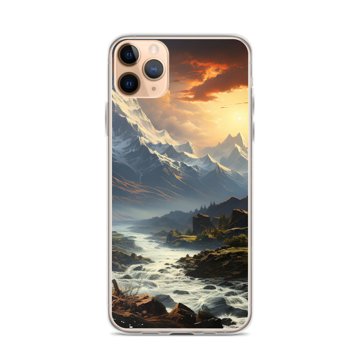 Berge, Sonne, steiniger Bach und Wolken - Epische Stimmung - iPhone Schutzhülle (durchsichtig) berge xxx iPhone 11 Pro Max