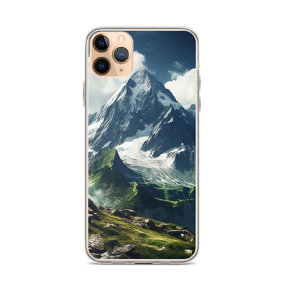 Gigantischer Berg - Landschaftsmalerei - iPhone Schutzhülle (durchsichtig) berge xxx iPhone 11 Pro Max