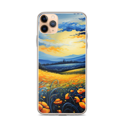 Berglandschaft mit schönen gelben Blumen - Landschaftsmalerei - iPhone Schutzhülle (durchsichtig) berge xxx iPhone 11 Pro Max