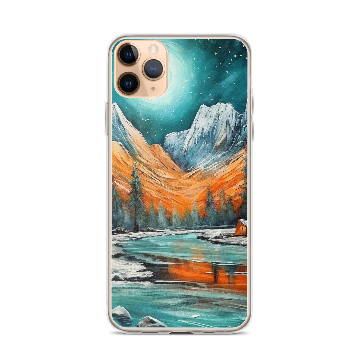 Berglandschaft und Zelte - Nachtstimmung - Landschaftsmalerei - iPhone Schutzhülle (durchsichtig) camping xxx iPhone 11 Pro Max